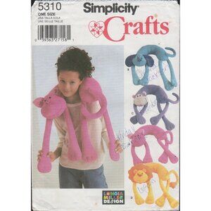 Simplicity 5310 Childs Animal Neck Pillow Pattern Dog, Cat Longia Miller Uncut
